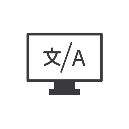 Computer screen displays Chinese English translation symbol.のイラスト素材