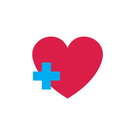 Heart shape with a health cross icon.のイラスト素材