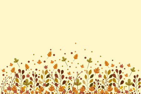 Autumn themed background with leaves and berriesのイラスト素材
