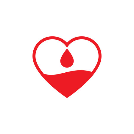 Red heart shape with a blood drop inside.のイラスト素材