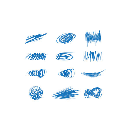 Scrible icon set line art hand drawのイラスト素材
