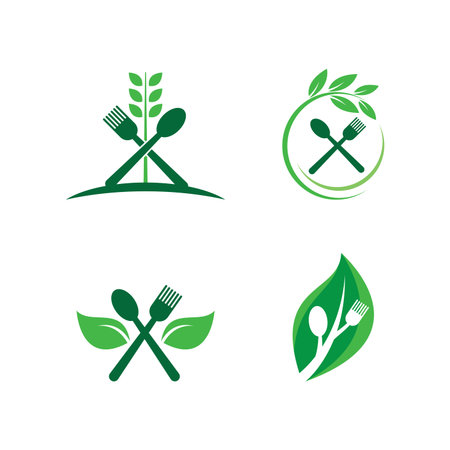 Healthy food logo icon flat designのイラスト素材