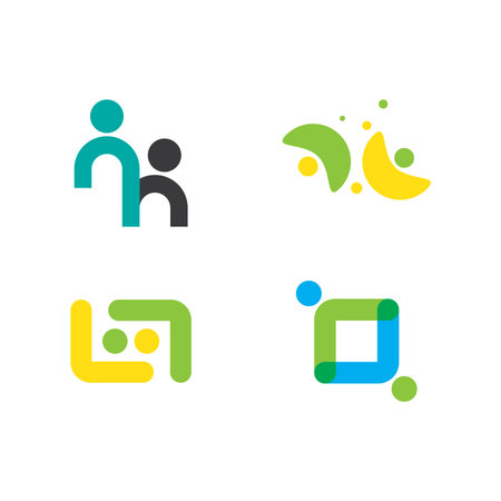 Community, network and social logo flat design vectorのイラスト素材