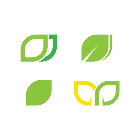 Green leaf illustration nature logo flat design templateのイラスト素材