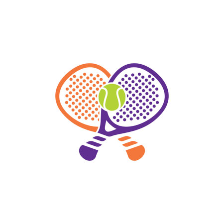 Paddle sport logo icon with rackets and ballのイラスト素材