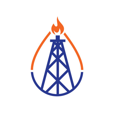 Oil drilling logo icon flat designのイラスト素材