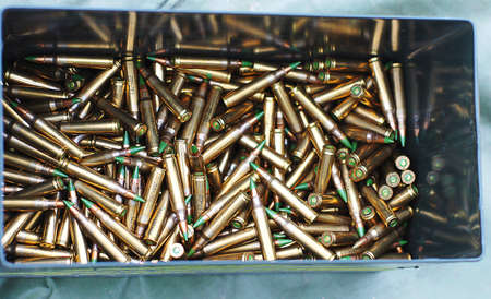 Rifle bullets in boxの写真素材
