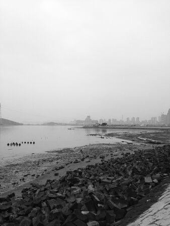 Landscape view in black and whiteの写真素材