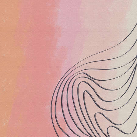 simple lines on warm tones spring summer color palette, watercolor brush gradient on canvas texture, minimalist wallpaperの写真素材