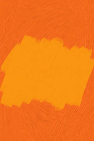 space for text on bright orange paint brush strokes in old watercolor dry gouache textureの写真素材
