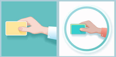 Hand holding credit card. Stock vector illustration. Realistic style.のイラスト素材