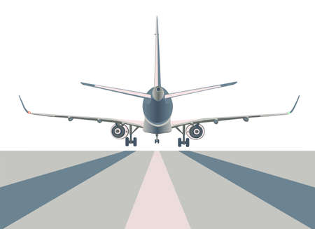 Airliner over runway.のイラスト素材