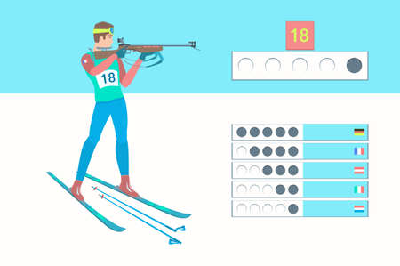Winter sport Biathlon illustrationのイラスト素材