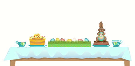 Served Easter table.のイラスト素材