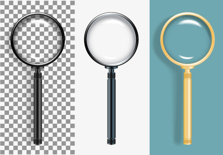 Realistic illustration magnifying glass of different colors.のイラスト素材