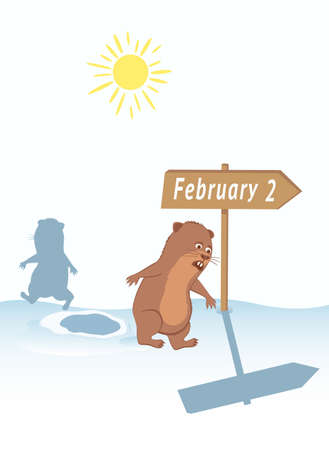 Joke about escaping groundhog shadow on February 2.のイラスト素材