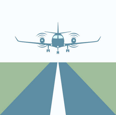 Light Aircraft. Excellent Airplane Landing or Takeoff over Runway.のイラスト素材