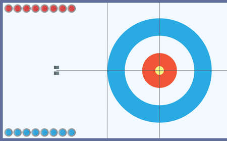 Markup Curling Sheet and Set of Curling Stones in real scale.のイラスト素材
