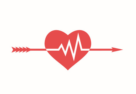 The arrow of love pierces and breaks the heart. Electrocardiogram heartbeat chart.のイラスト素材