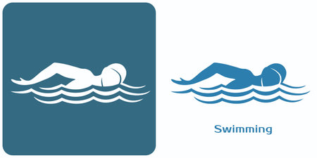 Swimming emblem. Icons of the swimmer athlete.のイラスト素材