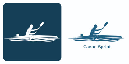 Emblem of athlete in a sports canoe during race.のイラスト素材