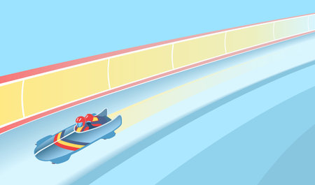 Bobsleigh - two athletes racing down icy track in aerodynamic sled.
