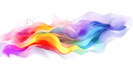 AI Generated Rainbow Wave Splash on Transparent Background - Colorful Design Element for Modern Artの素材