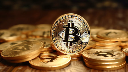 AI-Generated Bitcoin and Cryptocurrency Concept Exploring the Futuristic World of Digital Financeの素材