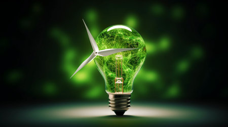 Powering the Future Symbolic Lightbulb Illuminating the Path to a Sustainable Environmentの素材