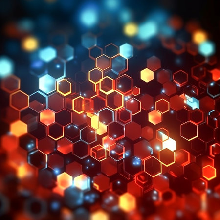 Modern Geometric Shapes and Glowing Light on AI Generated Abstract Background  Creative Concept for Technology and Designの素材