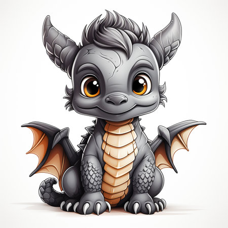 Coloring Page of a Cute Dragon: Sparking Children's Imagination with Whimsical Fantasy Artの素材