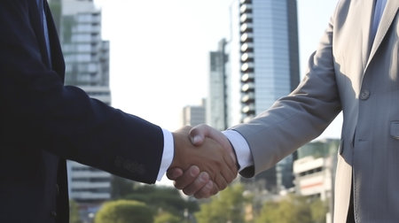 Businessman Handshake Embracing AI-Generated Collaborative Success in the Digital Eraの素材