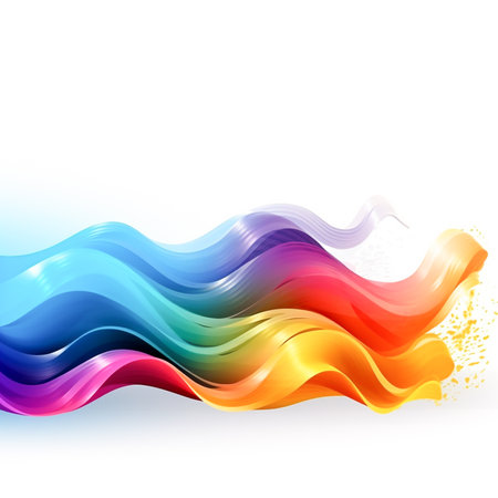 AI Generated Rainbow Wave Splash on Transparent Background - Colorful Design Element for Modern Artの素材