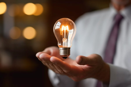 Artistic Innovation AI Generated Bulb Illuminates the Creative Mind of a Businessmanの素材