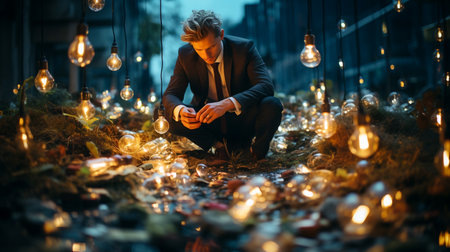 Innovative Businessman Embracing Technology A Modern Entrepreneur at the Forefront of Creative Solutions, AI  Generativeの素材