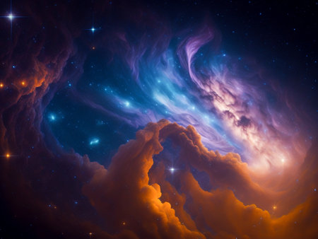Celestial Wonders Majestic Beauty of a Vast Galaxy-Filled Sky Illuminated by Stars, Ai Generativeの素材
