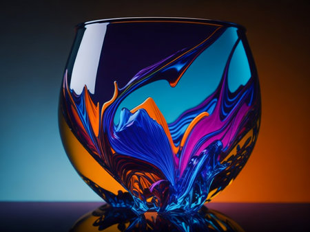 Vibrant Colorful Glass Captivating Transparency and Radiant Reflections, Ai Generativeの素材