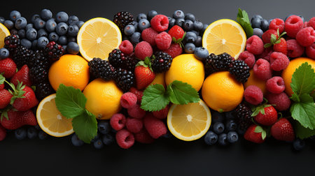 Delicious Tropical Fruits - Juicy Mango, Sweet Pineapple,Ai Generativeの素材