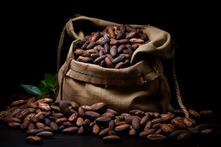 Coffee bag wrapped in coffee beans, Generative Aiの素材