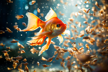 Goldfish fish are swarming, Generative Aiの素材