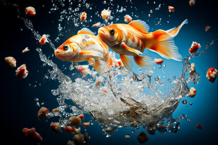 Goldfish fish are swarming, Generative Aiの素材