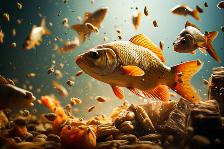 Goldfish fish are swarming, Generative Aiの素材