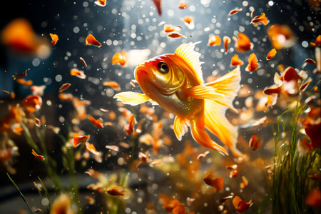 Goldfish fish are swarming, Generative Aiの素材
