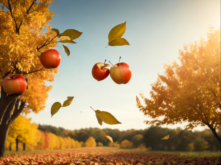 Apple floating in the air, Generative Aiの素材