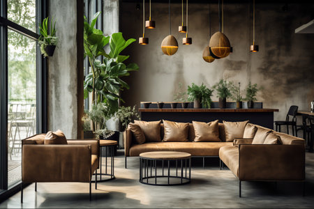 Rustic Coffee Shop Interior Design for Coffee Lovers, Generative Aiの素材