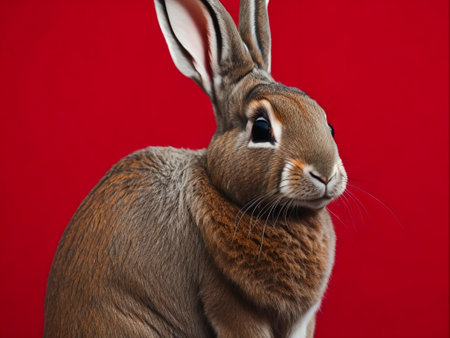 Portrait of a Cute Rabbit in Garden, Generative Aiの素材