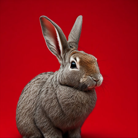 Portrait of a Cute Rabbit in Garden, Generative Aiの素材