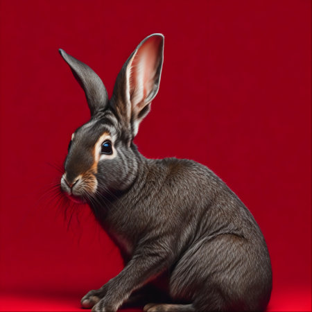 Portrait of a Cute Rabbit in Garden, Generative Aiの素材