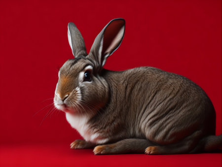 Portrait of a Cute Rabbit in Garden, Generative Aiの素材