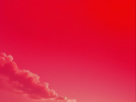 Fiery Sunset Sky with Vibrant Red Background Nature Dramatic Beauty, Generative Aiの素材